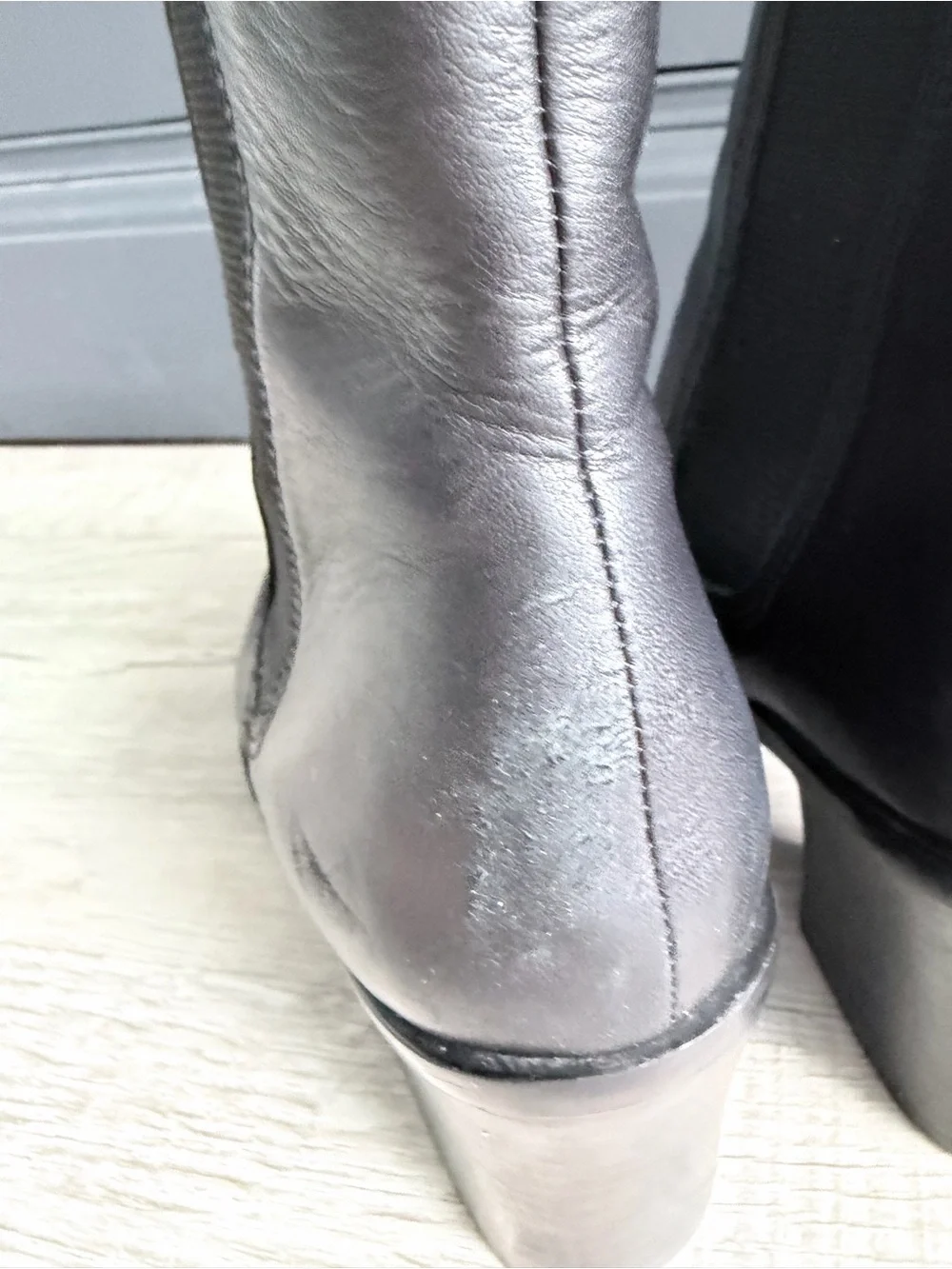 Nine West Black Leather Chelsea Block Heel Ankle Boots